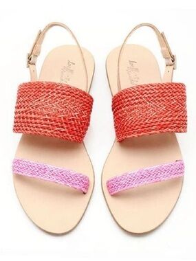 Loeffler Randall Dree woven sandals in red and pink size 8.5
